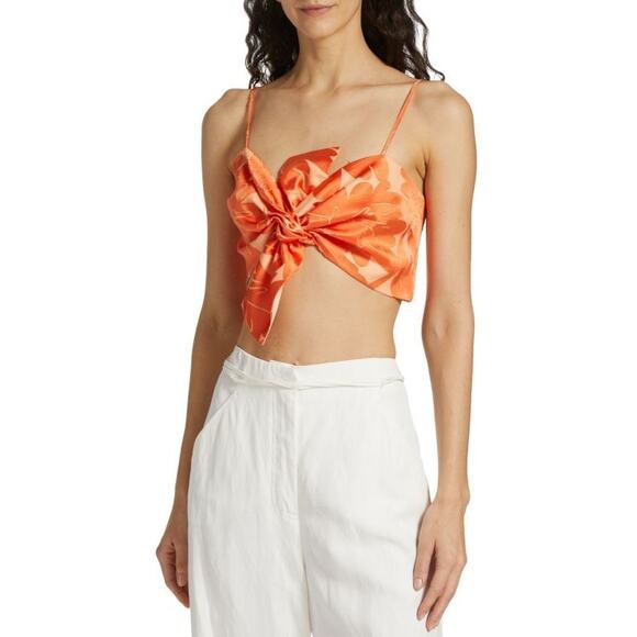 Ramy Brook Charlotte Floral Twisted Crop Tank Top - 2 - Picture 2 of 5